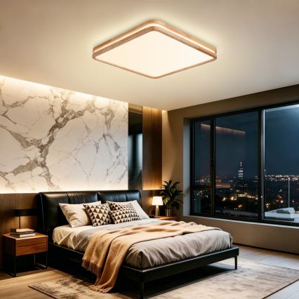 BRILAGI - Dimeriuojamas LED lubinis šviestuvas MOLINA SQUARE LED/80W/230V 3000-6000K ąžuolas 60x60 cm + nuotolinis valdymas