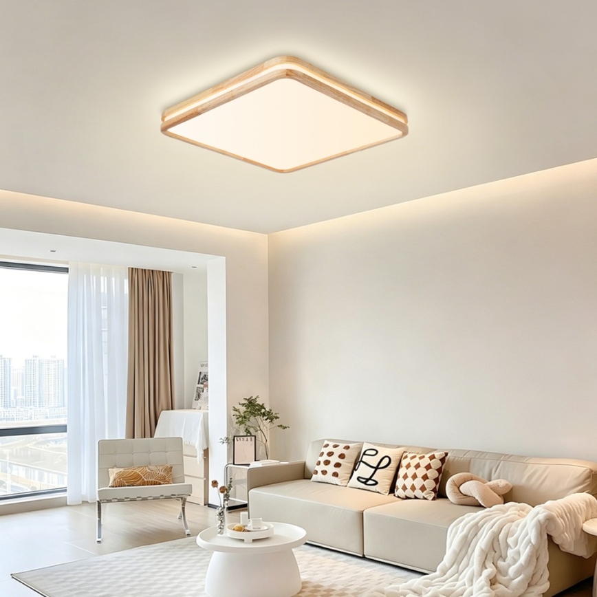 BRILAGI - Dimeriuojamas LED lubinis šviestuvas MOLINA SQUARE LED/80W/230V 3000-6000K ąžuolas 60x60 cm + nuotolinis valdymas