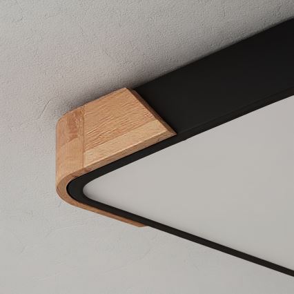 Brilagi - dimeriuojamas LED lubinis šviestuvas PILANA LED/48W/230V 3000-6500K ąžuolas/juodas 42x42 cm + nuotolinis valdymas