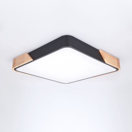 Brilagi - dimeriuojamas LED lubinis šviestuvas PILANA LED/48W/230V 3000-6500K ąžuolas/juodas 42x42 cm + nuotolinis valdymas