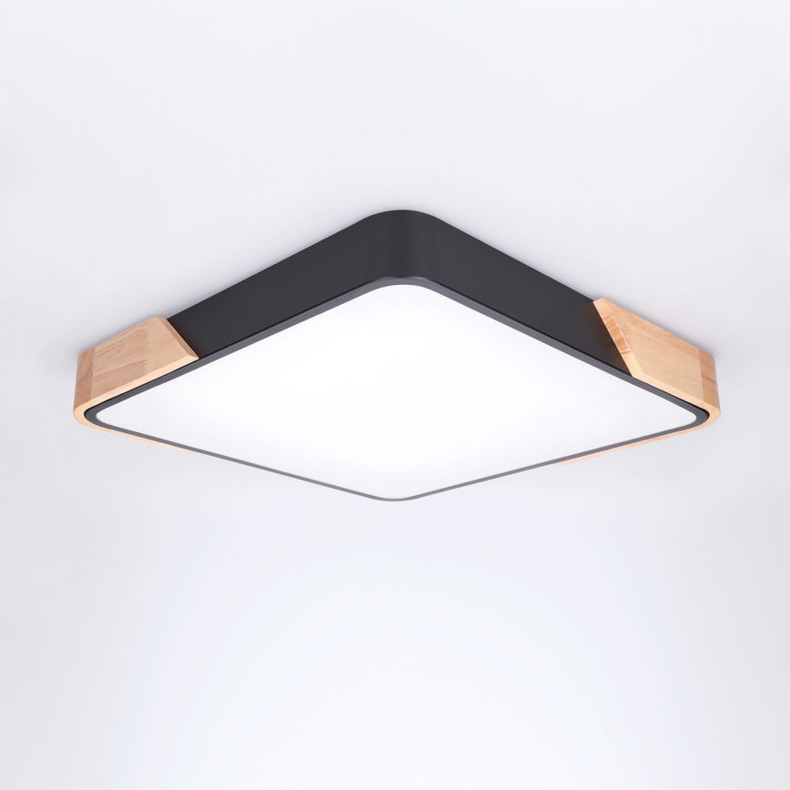 Brilagi - dimeriuojamas LED lubinis šviestuvas PILANA LED/48W/230V 3000-6500K ąžuolas/juodas 42x42 cm + nuotolinis valdymas