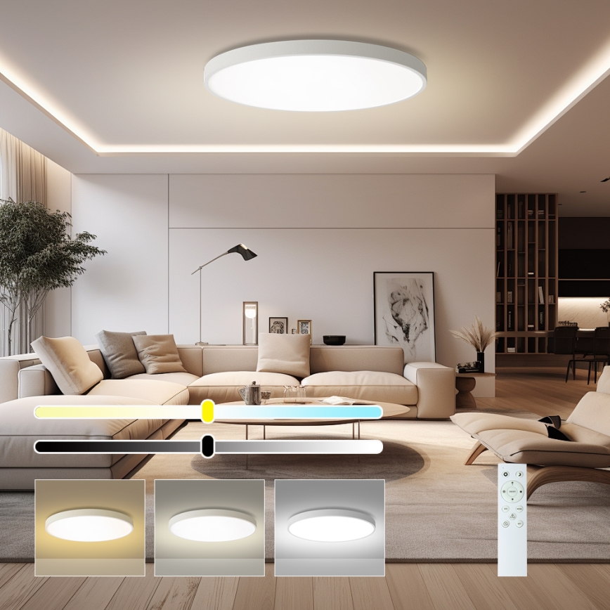 Brilagi - dimeriuojamas LED lubų šviestuvas POOL SMART LED/128W/230V 3000-6000K Ø 100 cm Wi-Fi Tuya, balta + nuotolinis pultas