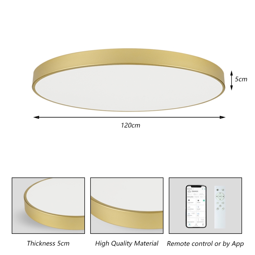 Brilagi - dimeriuojamas LED lubinis šviestuvas POOL SMART LED/180W/230V 3000-6000K 120 cm aukso spalvos Wi-Fi Tuya + nuotolinis valdymas