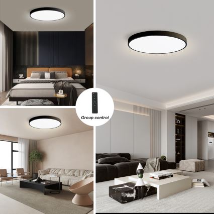 Brilagi - dimeriuojamas LED lubinis šviestuvas POOL SMART, 180 W, 230 V, 3000–6000 K, Ø 120 cm, Wi‑Fi Tuya, juodas, su nuotoliniu pultu