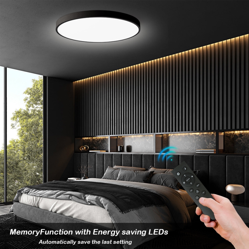 Brilagi - dimeriuojamas LED lubinis šviestuvas POOL SMART, 180 W, 230 V, 3000–6000 K, Ø 120 cm, Wi‑Fi Tuya, juodas, su nuotoliniu pultu