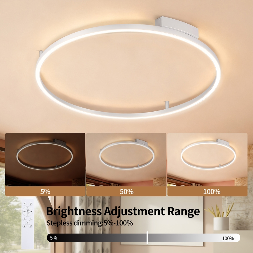 Brilagi - LED dimeriuojamas lubinis šviestuvas PORTOFINO LED/60W/230V 3000-6000K skersmuo 80 cm sidabrinis + nuotolinis valdymas
