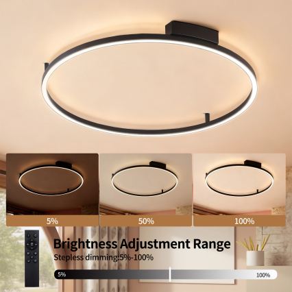 Brilagi - dimeriuojamas LED lubinis šviestuvas PORTOFINO LED/60W/230V 3000-6000K skersmuo 80 cm juoda + su nuotoliniu pulteliu