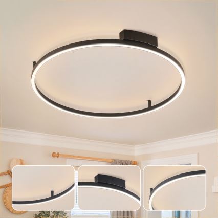 Brilagi - dimeriuojamas LED lubinis šviestuvas PORTOFINO LED/60W/230V 3000-6000K skersmuo 80 cm juoda + su nuotoliniu pulteliu