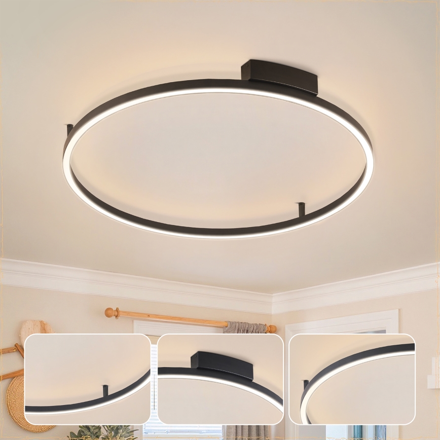 Brilagi - dimeriuojamas LED lubinis šviestuvas PORTOFINO LED/60W/230V 3000-6000K skersmuo 80 cm juoda + su nuotoliniu pulteliu