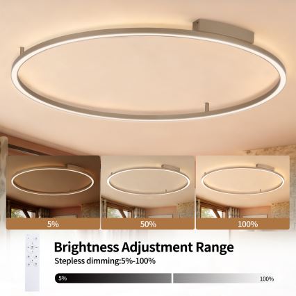 Brilagi - reguliuojamas LED lubinis šviestuvas PORTOFINO LED/85W/230V 3000-6000K skersmuo 120 cm smėlio spalvos + nuotolinio valdymo pultas