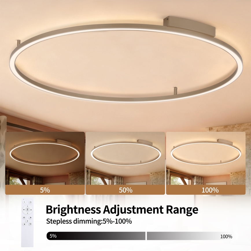Brilagi - reguliuojamas LED lubinis šviestuvas PORTOFINO LED/85W/230V 3000-6000K skersmuo 120 cm smėlio spalvos + nuotolinio valdymo pultas