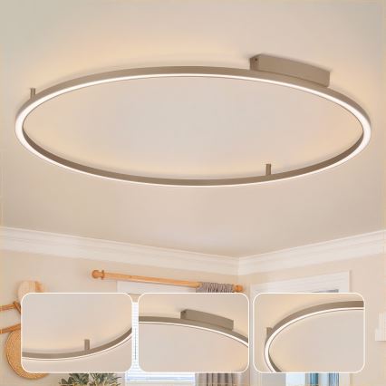 Brilagi - reguliuojamas LED lubinis šviestuvas PORTOFINO LED/85W/230V 3000-6000K skersmuo 120 cm smėlio spalvos + nuotolinio valdymo pultas