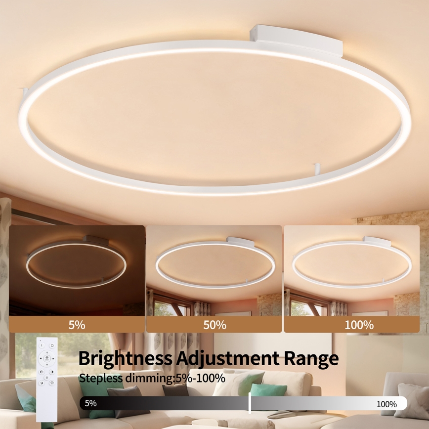 Brilagi - dimeriuojamas LED lubinis šviestuvas PORTOFINO LED/85W/230V 3000-6000K skersmuo 120 cm baltas + nuotolinis valdiklis
