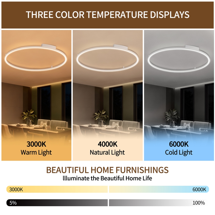 Brilagi - dimeriuojamas LED lubinis šviestuvas PORTOFINO LED/85W/230V 3000-6000K skersmuo 120 cm baltas + nuotolinis valdiklis