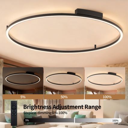 Brilagi - reguliuojamas LED lubų šviestuvas PORTOFINO LED/85W/230V 3000-6000K, skersmuo 120 cm, juodas + nuotolinis valdymas
