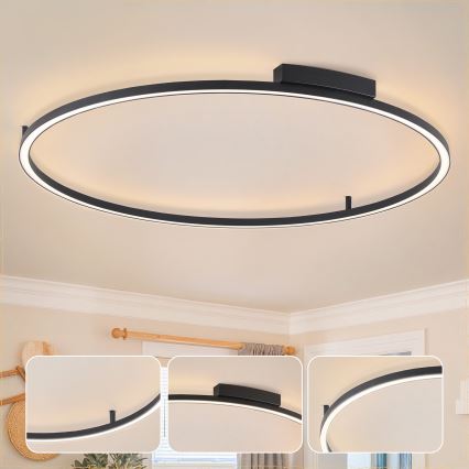 Brilagi - reguliuojamas LED lubų šviestuvas PORTOFINO LED/85W/230V 3000-6000K, skersmuo 120 cm, juodas + nuotolinis valdymas