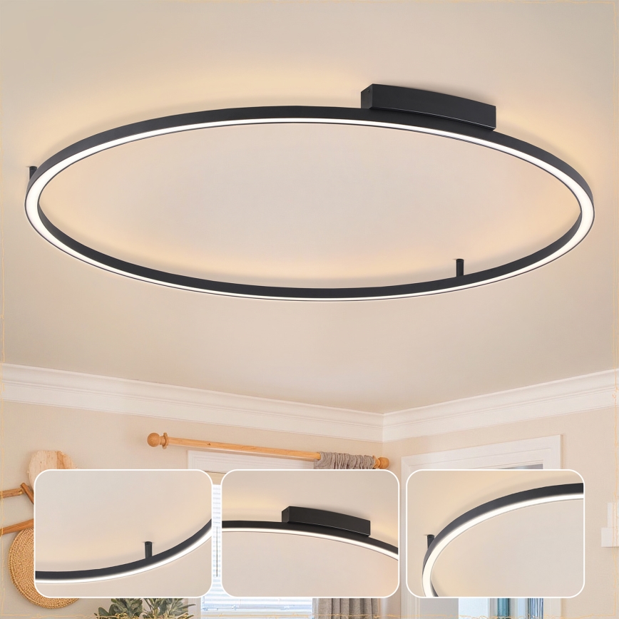Brilagi - reguliuojamas LED lubų šviestuvas PORTOFINO LED/85W/230V 3000-6000K, skersmuo 120 cm, juodas + nuotolinis valdymas
