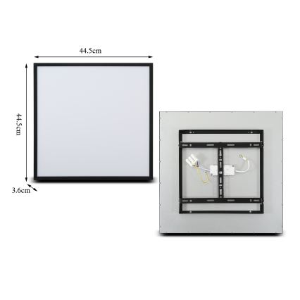 Brilagi - reguliuojamas LED lubų šviestuvas SLIMFRAME LED/36W/230V 45x45 cm 3000-6000K juodas + nuotolinio valdymo pultas