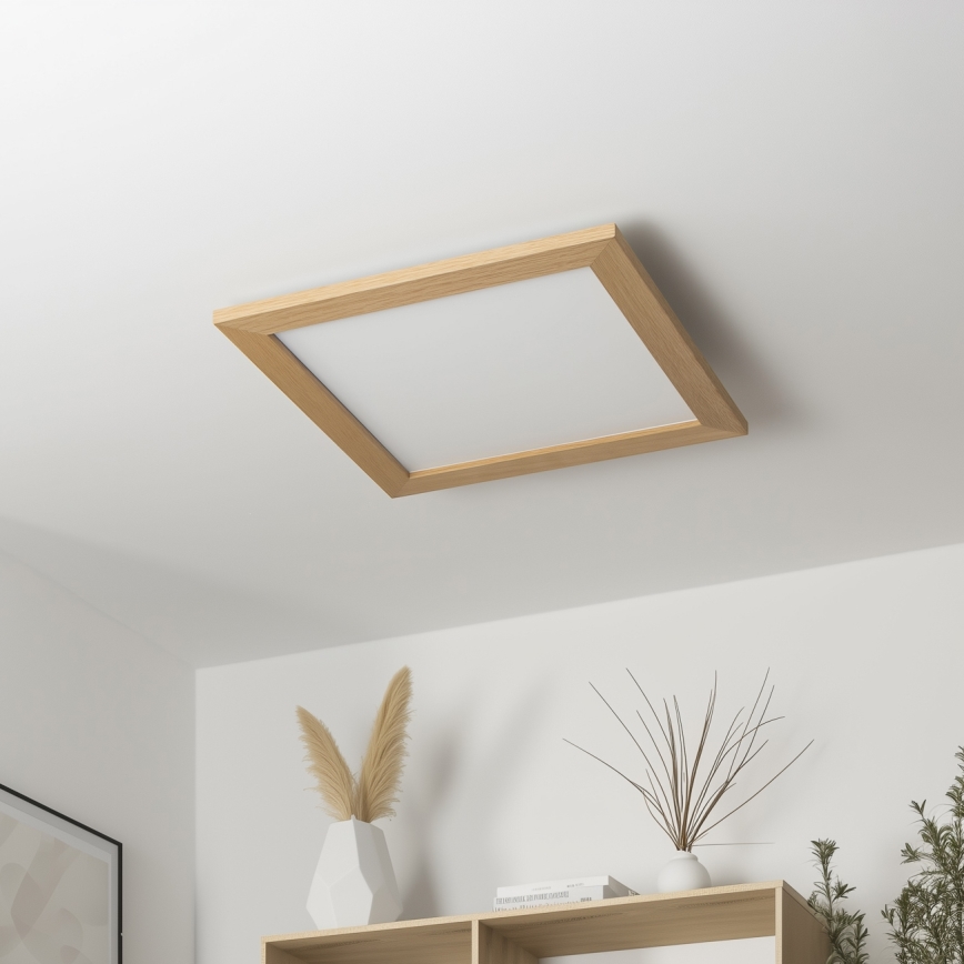 BRILAGI - Dimeriu reguliuojamas LED lubinis šviestuvas SLIMFRAME WOOD LED/36W/230V 49,5x49,5 cm 3000-6000K ruda + nuotolinis valdymas