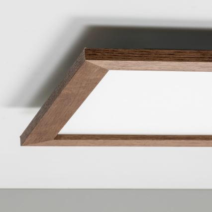 Brilagi - Dimeriuojamas LED lubinis šviestuvas SLIMFRAME WOOD LED/36W/230V 49,5x49,5 cm 3000-6000K tamsiai ruda + nuotolinio valdymo pultas