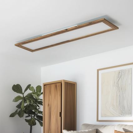 BRILAGI - LED dimeriuojamas lubinis šviestuvas SLIMFRAME WOOD LED/58W/230V 124x33,7 cm 3000-6000K ruda + nuotolinis valdymas