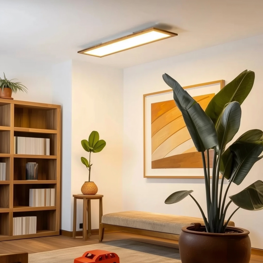 BRILAGI - LED dimeriuojamas lubinis šviestuvas SLIMFRAME WOOD LED/58W/230V 124x33,7 cm 3000-6000K ruda + nuotolinis valdymas