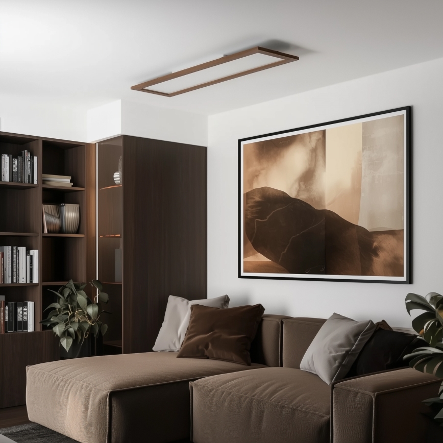 BRILAGI - dimeriuojamas LED lubinis šviestuvas SLIMFRAME WOOD LED/58W/230V 124x34 cm 3000-6000K tamsiai ruda + nuotolinis valdymas