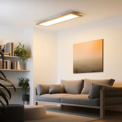 Brilagi - pritemdomas LED lubinis šviestuvas SLIMFRAME WOOD LED/58W/230V 124x34 cm 3000-6000K ruda + nuotolinis valdymas