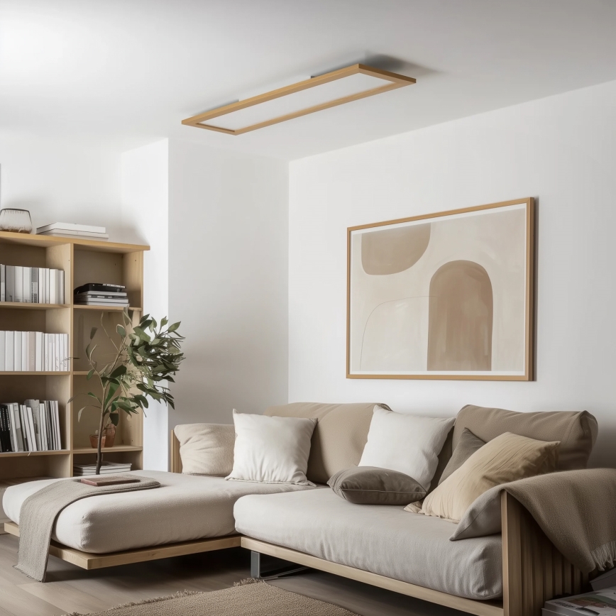 Brilagi - pritemdomas LED lubinis šviestuvas SLIMFRAME WOOD LED/58W/230V 124x34 cm 3000-6000K ruda + nuotolinis valdymas