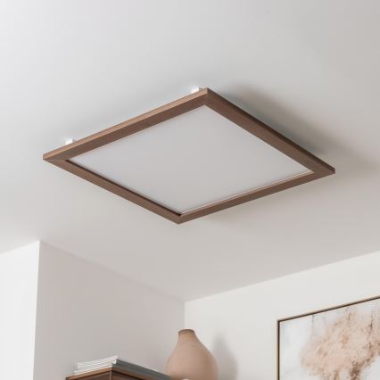 Brilagi - Dimeriuojamas LED lubinis šviestuvas SLIMFRAME WOOD LED/58W/230V 64x64 cm 3000-6000K tamsiai rudas + su nuotoliniu pulteliu