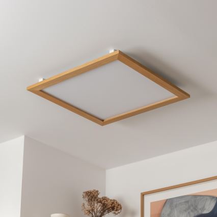 Brilagi - dimeriuojamas lubinis LED šviestuvas SLIMFRAME WOOD LED/58W/230V 64x64 cm 3000-6000K rudas + nuotolinis valdymas