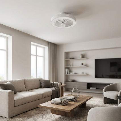 Brilagi - Dimeriuojamas LED lubinis šviestuvas su ventiliatoriumi, LED 38 W, 230 V, 3000–6500 K, Ø 46 cm, balta, su nuotoliniu valdymu