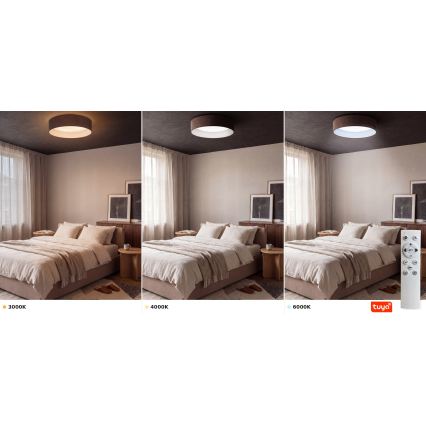 BRILAGI - dimeriuojamas LED lubų šviestuvas VELVET SMARTIX LED/24W/230V 3000-6000K skersmuo 45 cm rudas Wi-Fi Tuya Beacon + nuotolinio valdymo pultas