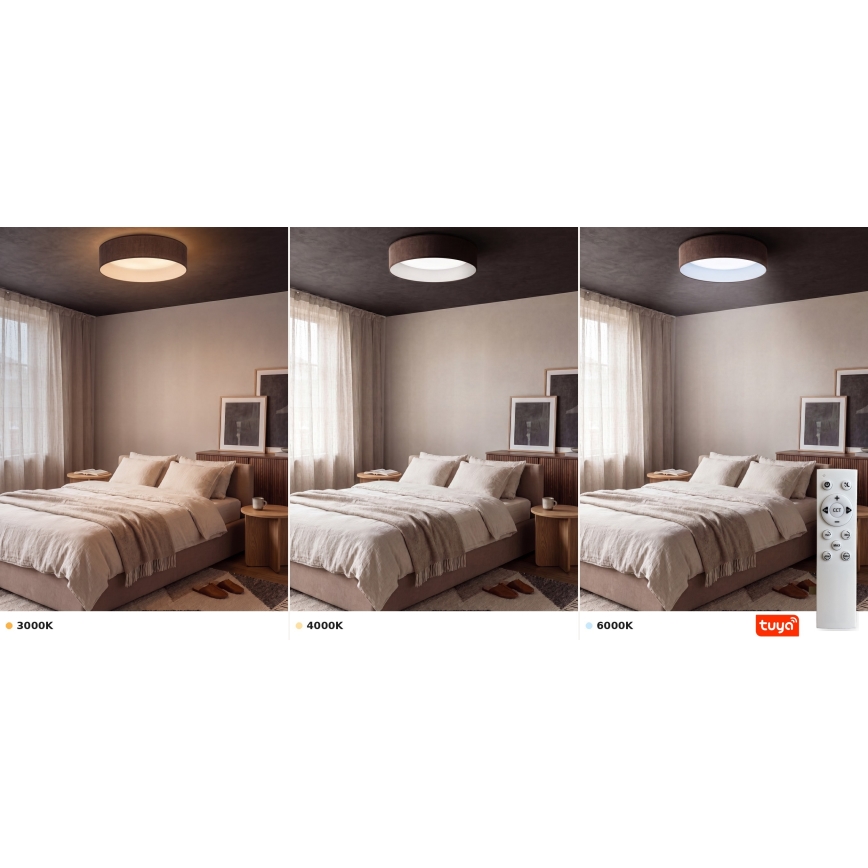BRILAGI - dimeriuojamas LED lubų šviestuvas VELVET SMARTIX LED/24W/230V 3000-6000K skersmuo 45 cm rudas Wi-Fi Tuya Beacon + nuotolinio valdymo pultas