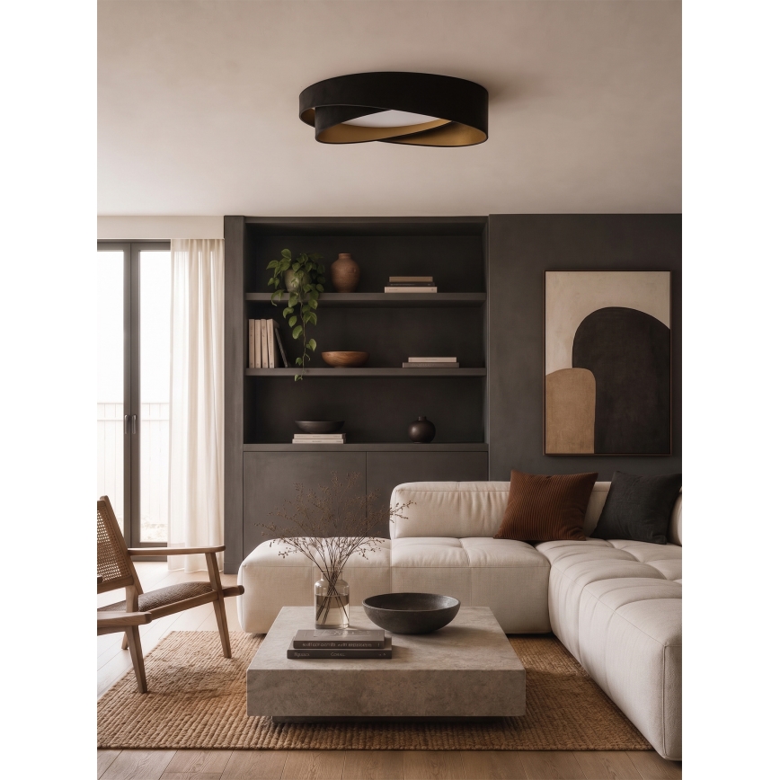 BRILAGI - LED dimeriuojamas lubinis šviestuvas VELVET TWIST LED/36W/230V 3000-6000K skersmuo 65 cm Wi-Fi Tuya Beacon juodas/auksinis + nuotolinio valdymo pultas