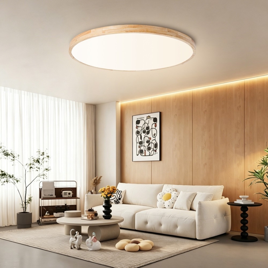 BRILAGI - Dimeriuojamas LED lubų šviestuvas WOODLINE LED/128W/230V 3000-6000K ąžuolas, skersmuo 100 cm + nuotolinis valdymas