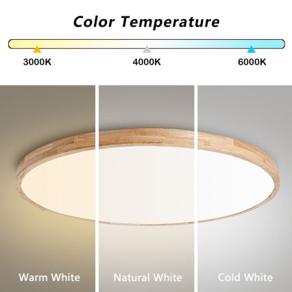BRILAGI - Dimeriuojamas LED lubų šviestuvas WOODLINE LED/128W/230V 3000-6000K ąžuolas, skersmuo 100 cm + nuotolinis valdymas