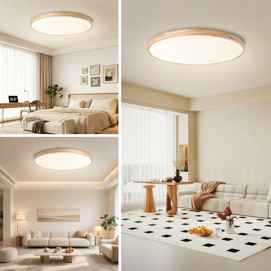 BRILAGI - Dimeriuojamas LED lubų šviestuvas WOODLINE LED/128W/230V 3000-6000K ąžuolas, skersmuo 100 cm + nuotolinis valdymas
