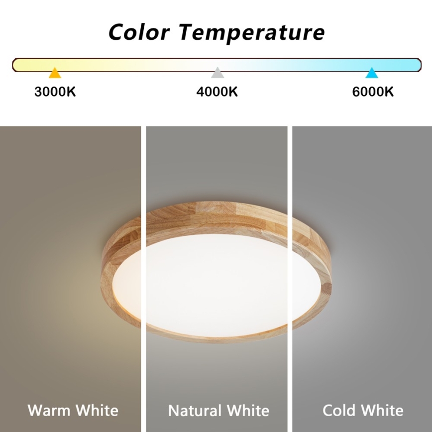 BRILAGI - dimeriuojamas LED lubinis šviestuvas WOODLINE LED/48W/230V 3000-6000K ąžuolas, skersmuo 40 cm + nuotolinio valdymo pultas
