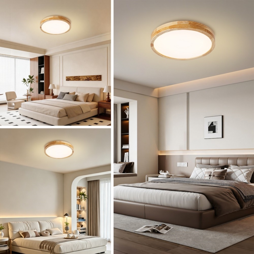 BRILAGI - dimeriuojamas LED lubinis šviestuvas WOODLINE LED/48W/230V 3000-6000K ąžuolas, skersmuo 40 cm + nuotolinio valdymo pultas