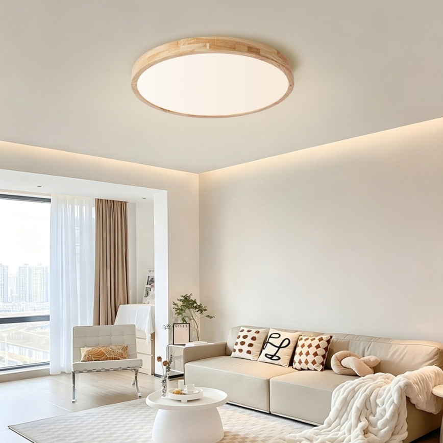 BRILAGI - Dimeriuojamas LED lubinis šviestuvas WOODLINE LED/72W/230V 3000-6000K ąžuolas skersmuo 60 cm + nuotolinis valdymas
