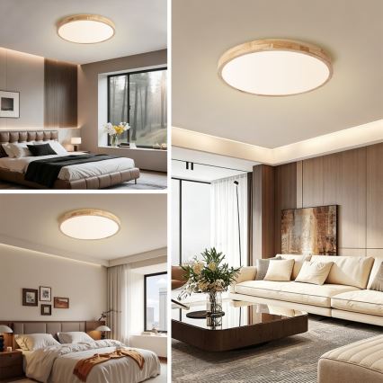 BRILAGI - Dimeriuojamas LED lubinis šviestuvas WOODLINE LED/72W/230V 3000-6000K ąžuolas skersmuo 60 cm + nuotolinis valdymas
