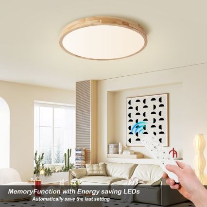 BRILAGI - Dimeriuojamas LED lubinis šviestuvas WOODLINE LED/72W/230V 3000-6000K ąžuolas skersmuo 60 cm + nuotolinis valdymas