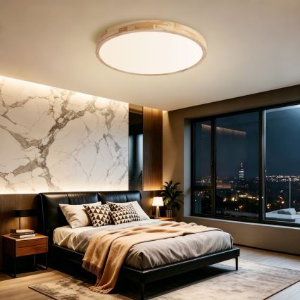 BRILAGI - Dimeriuojamas LED lubinis šviestuvas WOODLINE LED/72W/230V 3000-6000K ąžuolas skersmuo 60 cm + nuotolinis valdymas