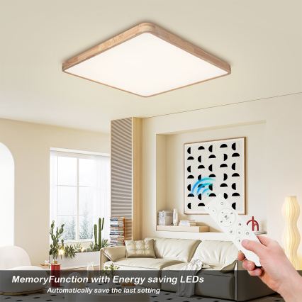 BRILAGI - Dimeriuojamas LED lubų šviestuvas WOODLINE SQUARE LED/100W/230V 3000-6000K ąžuolas 80x80 cm + nuotolinis pultas