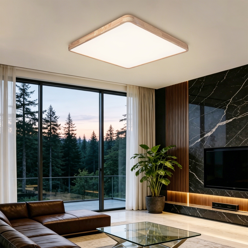 BRILAGI - Dimeriuojamas LED lubų šviestuvas WOODLINE SQUARE LED/100W/230V 3000-6000K ąžuolas 80x80 cm + nuotolinis pultas