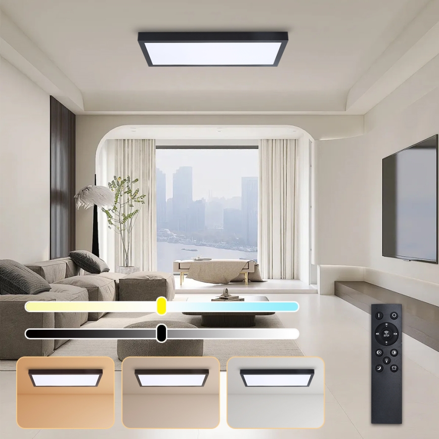 Brilagi - Dimeriuojamas LED vonios kambario lubinis šviestuvas FRAME SMART LED/30W/230V 30x60 cm 3000-6000K IP44 juoda + su nuotoliniu pulteliu