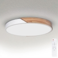 Brilagi - dimeriuojamas lubinis LED šviestuvas PILANA LED/60W/230V 3000–6500K ąžuolas/balta, skersmuo 60 cm + nuotolinis valdymas