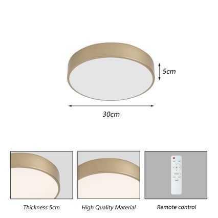 BRILAGI - dimeriuojamas POOL LED lubinis šviestuvas LED/36W/230V 3000–6000K, skersmuo 30 cm, auksinis + nuotolinis valdymas