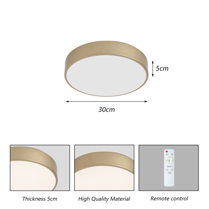 BRILAGI - dimeriuojamas POOL LED lubinis šviestuvas LED/36W/230V 3000–6000K, skersmuo 30 cm, auksinis + nuotolinis valdymas
